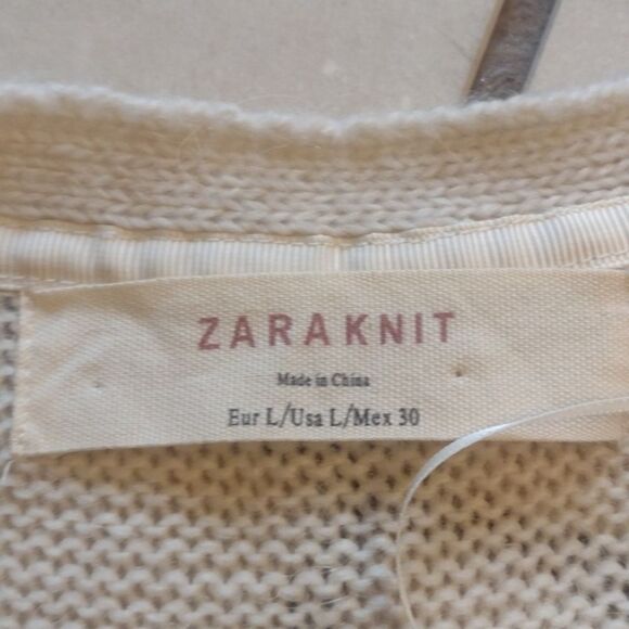 Zara Knit Alpaca sweater wool blend cardigan cream color size L - Picture 7 of 9